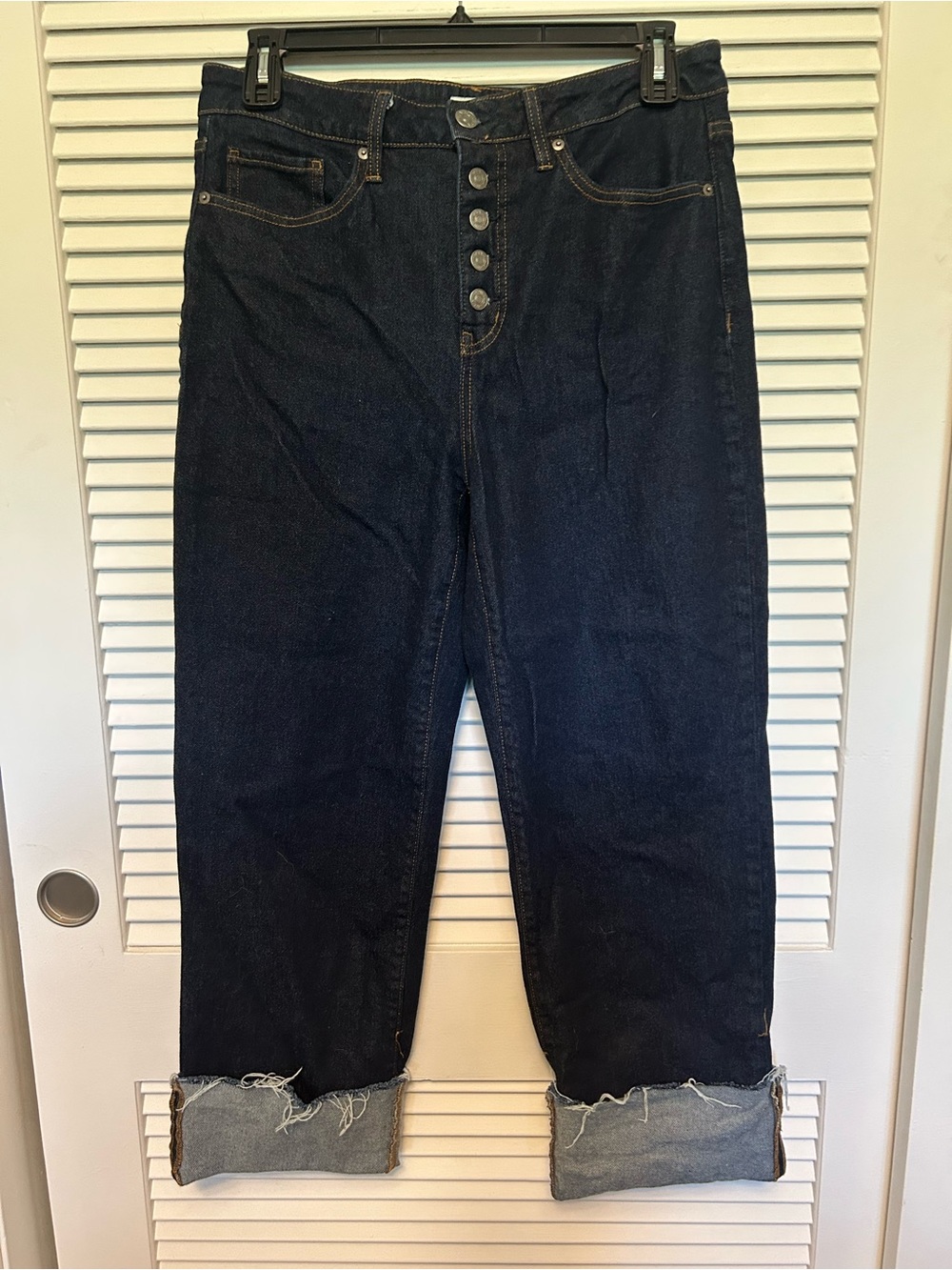 Ava & Viv High-Rise Button-Fly Dark Wash Jeans - Dark Blue